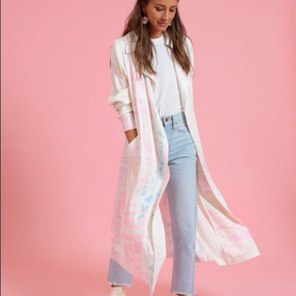 Something Navy Tie Dye Trench - Picture 7 of 9